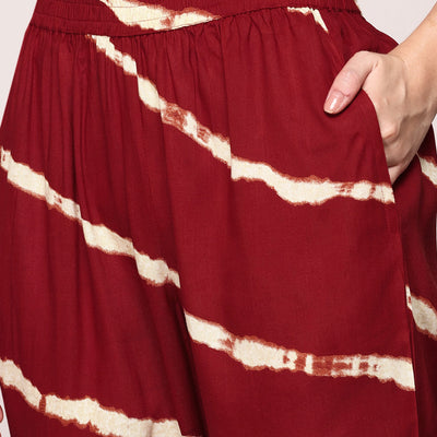 Tie & Dye Dyed Printed V-Neck Tunic Top and Trouser Co-Ords