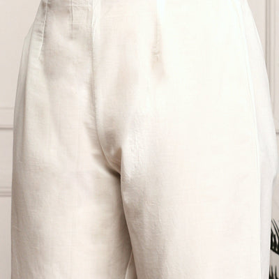 Floral Threadwork Embellished Cotton Kurta with Pants and Dupatta