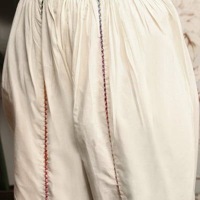 Quirky Mandarin Collar Three-Quarter Sleeves Cotton Straight Kurta & Dhoti Pants