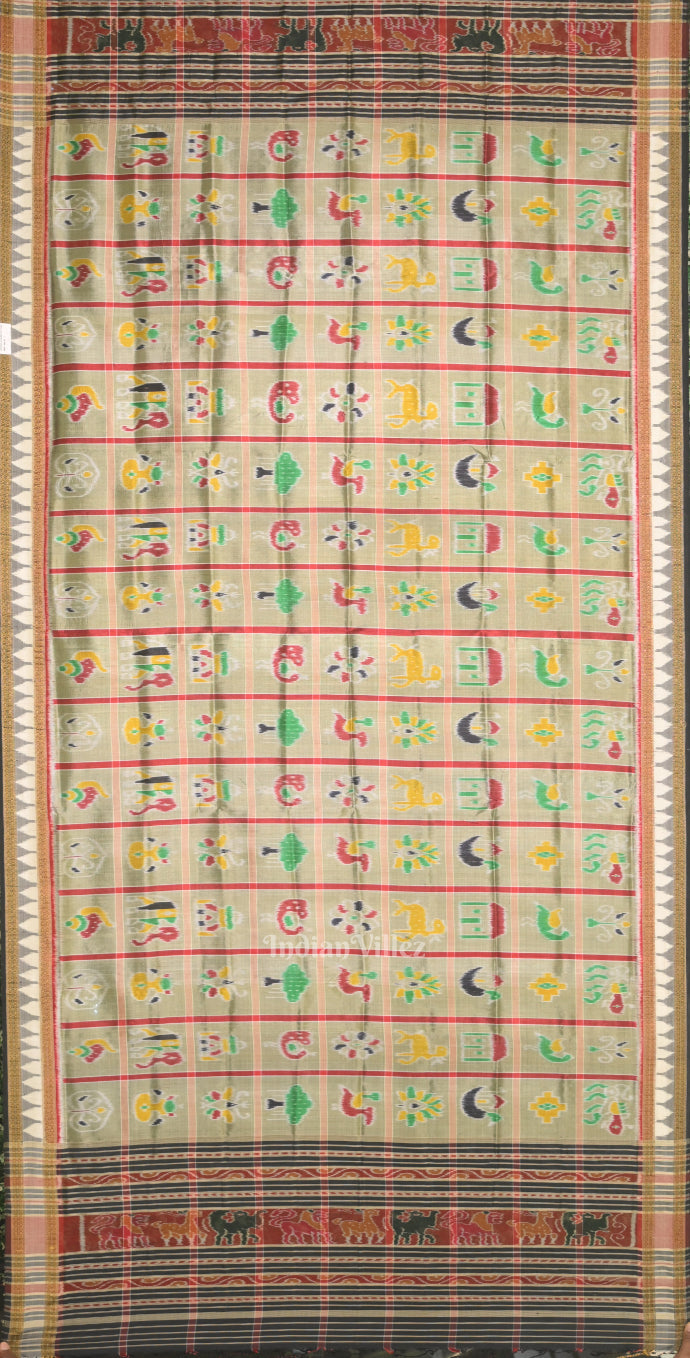 Moss Green Odisha Handloom Nabakothi Silk Dupatta