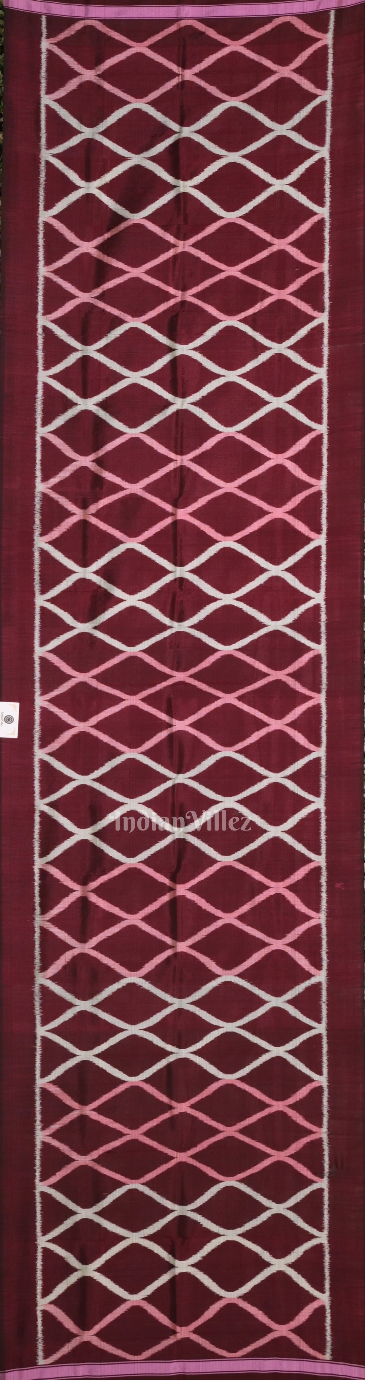 Dark Maroon Odisha Ikat Pure Sambalpuri Silk Stole