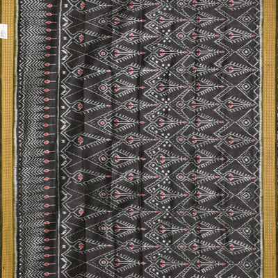 Black Tribal Theme Odisha Ikat Pure Silk Dupatta