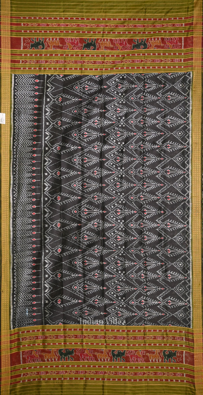 Black Tribal Theme Odisha Ikat Pure Silk Dupatta