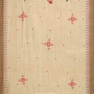 Cream marriage Theme Hand-Painted Tussar Pattachitra Dupatta