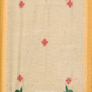 Cream Yellow Doli Barat Hand-Painted Tussar Pattachitra Dupatta