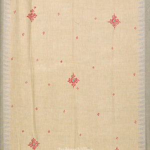 Cream Dandiya Hand-Painted Tussar Pattachitra Dupatta