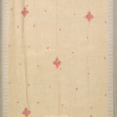 Cream Dandiya Hand-Painted Tussar Pattachitra Dupatta