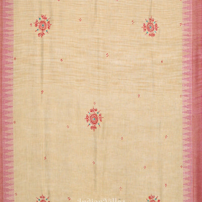 Cream Boita Bandana Tussar Pattachitra Dupatta