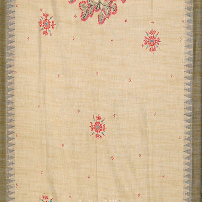 Cream Beige Radha Krishna Raasleela Tussar Pattachitra Dupatta