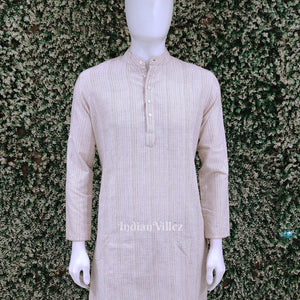 White Kotpad Ikat Cotton Kurta for Men