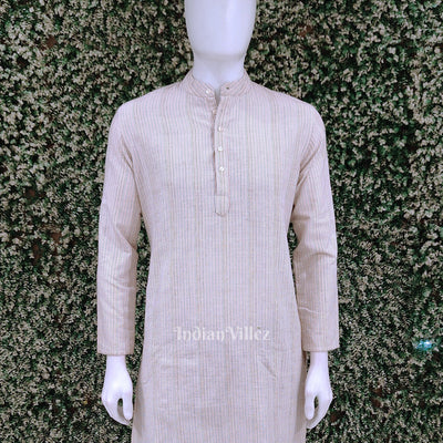 White Kotpad Ikat Cotton Kurta for Men