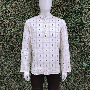 White Fish Motif Odisha Ikat Cotton Kurta for Men