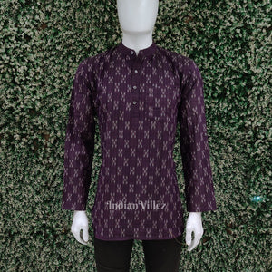 Light Purple Odisha Ikat Cotton Kurta for Men
