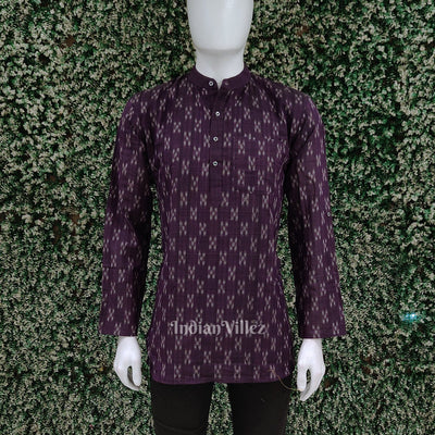 Light Purple Odisha Ikat Cotton Kurta for Men