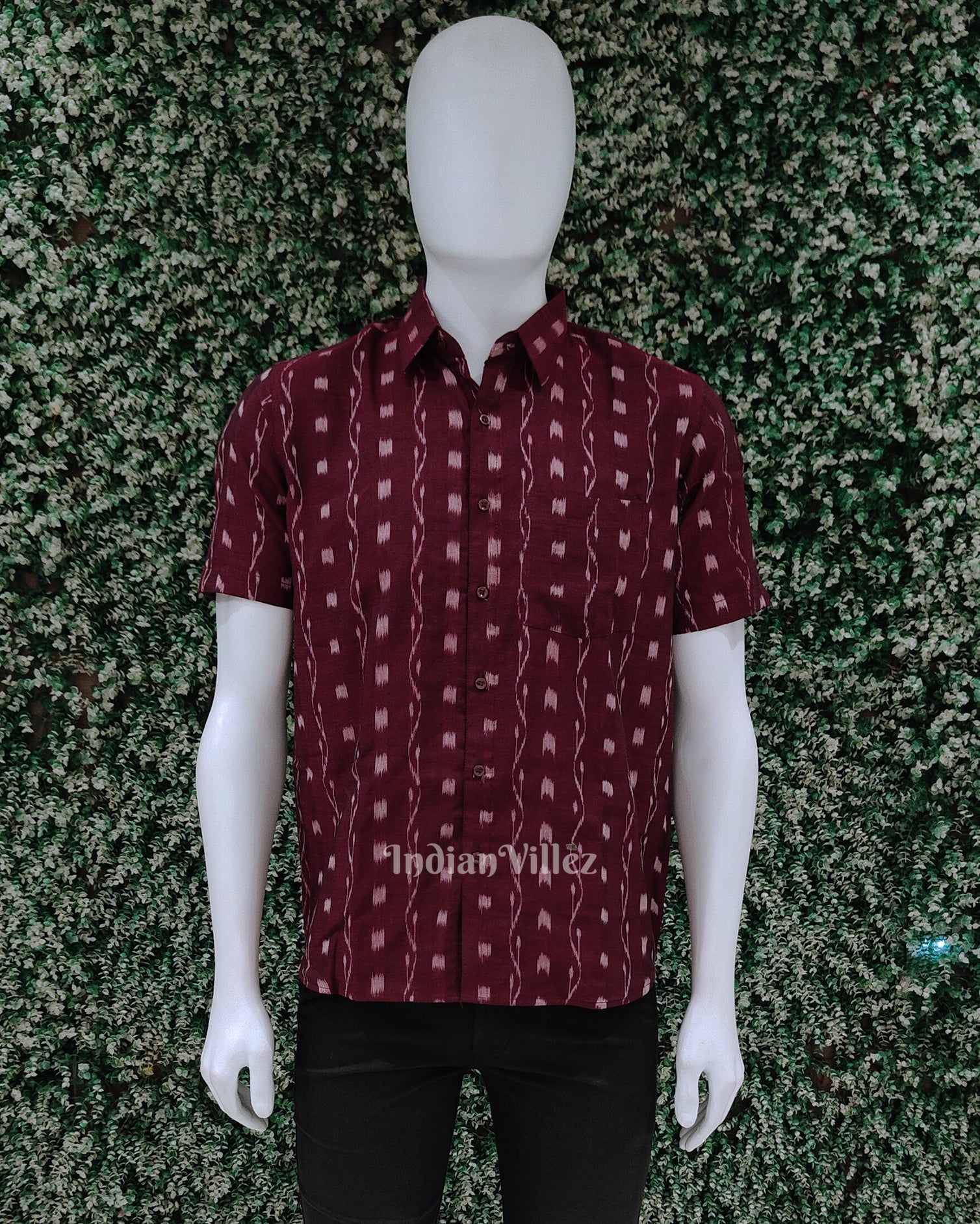 Purple Mayur Chandrika Odisha Ikat Cotton Half Sleeve Shirt for Men
