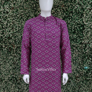 Light Purple Diya Odisha Ikat Cotton Kurta for Men