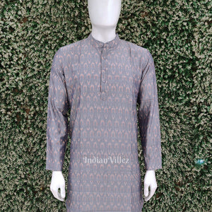 Light Blue Odisha Ikat Cotton Kurta for Men
