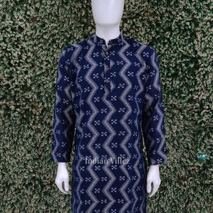 Blue Odisha Ikat Cotton Kurta for Men
