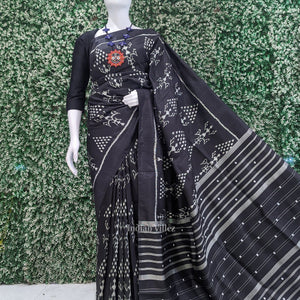Black Tribal Jhoti Theme Contemporary Designer Silk Saree