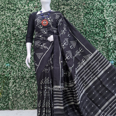 Black Tribal Jhoti Theme Contemporary Designer Silk Saree