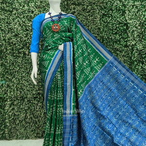 Green Blue Tribal Theme Contemporary Designer Silk Saree