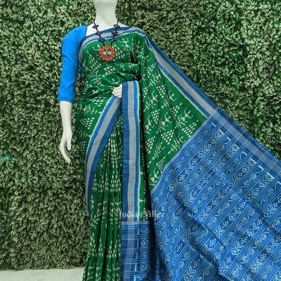 Green Blue Tribal Theme Contemporary Designer Silk Saree