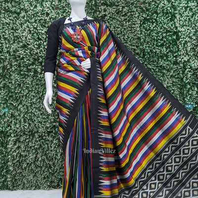 Multicolour Stripped Odisha Ikat Contemporary Designer Saree
