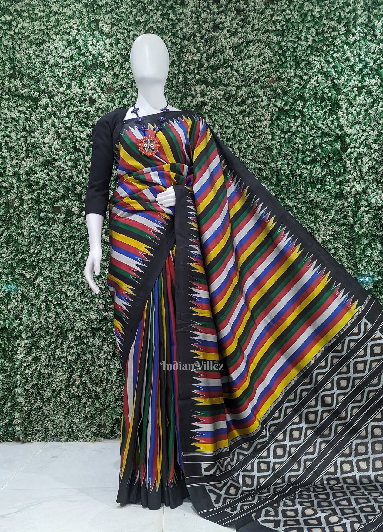 Multicolour Stripped Odisha Ikat Contemporary Designer Saree
