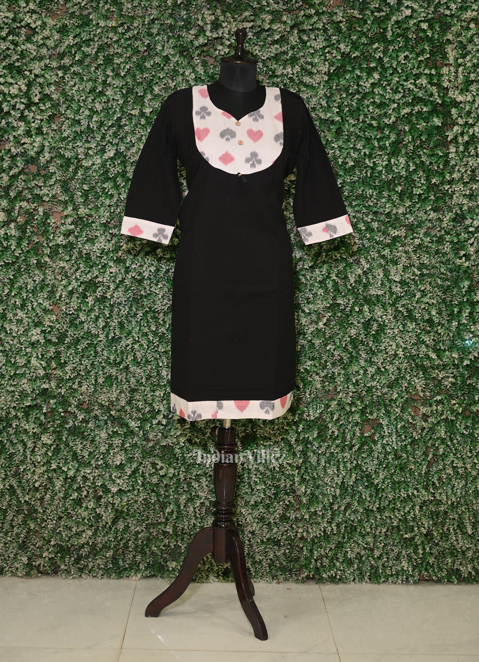 Black White Odisha Ikat Designer Cotton Kurti for Women