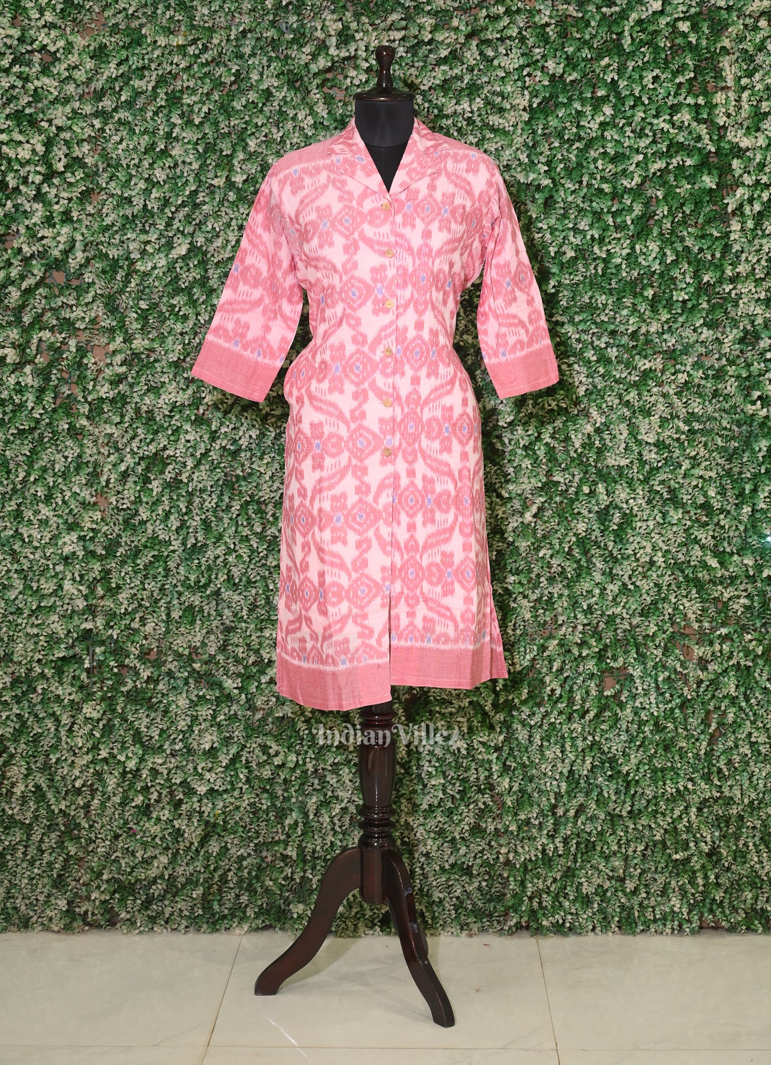 Pink Red Odisha Ikat Designer Cotton Kurti for Women