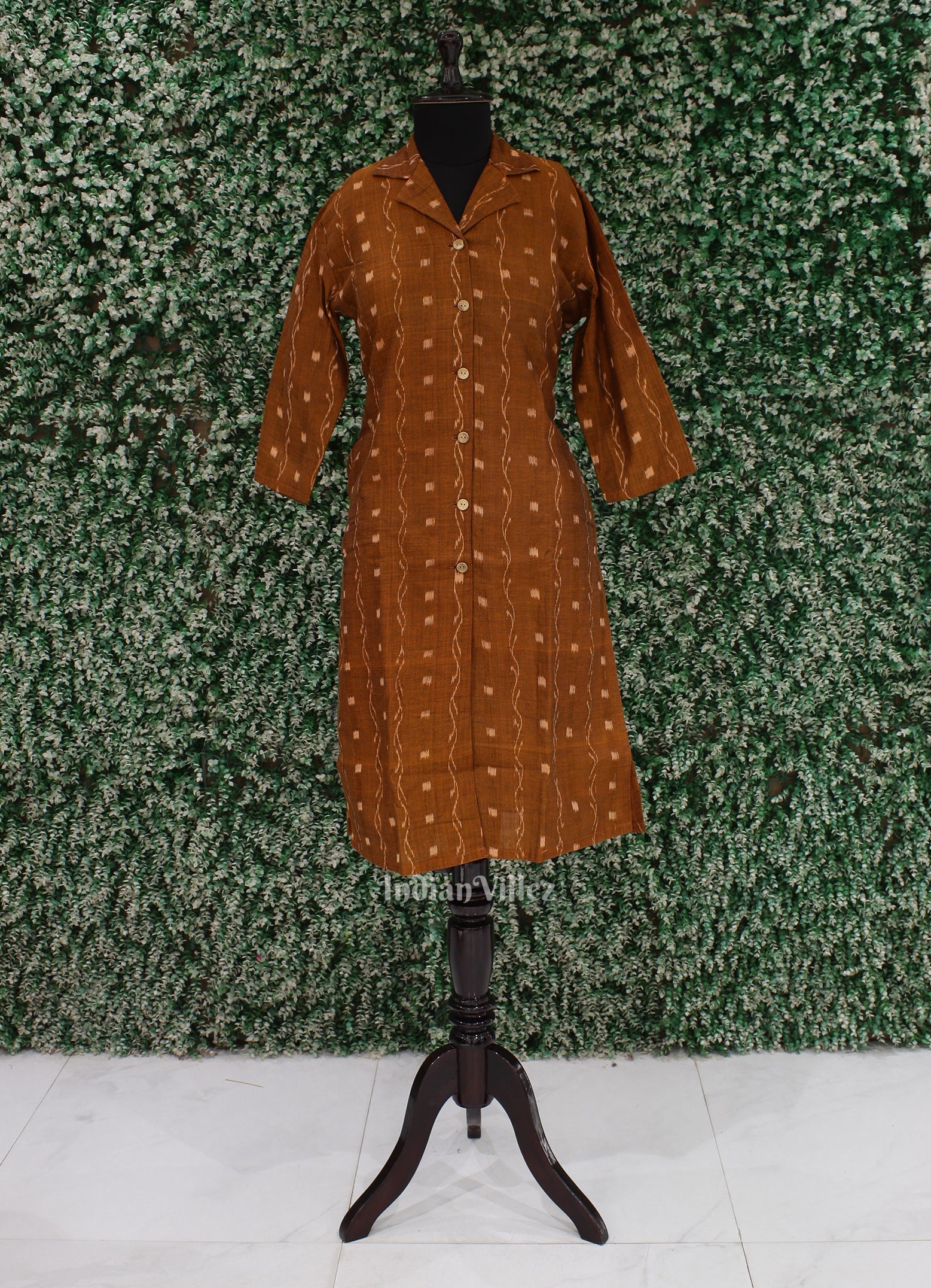 Light Brown Tipa Design Odisha Ikat Designer Long Gown for Women