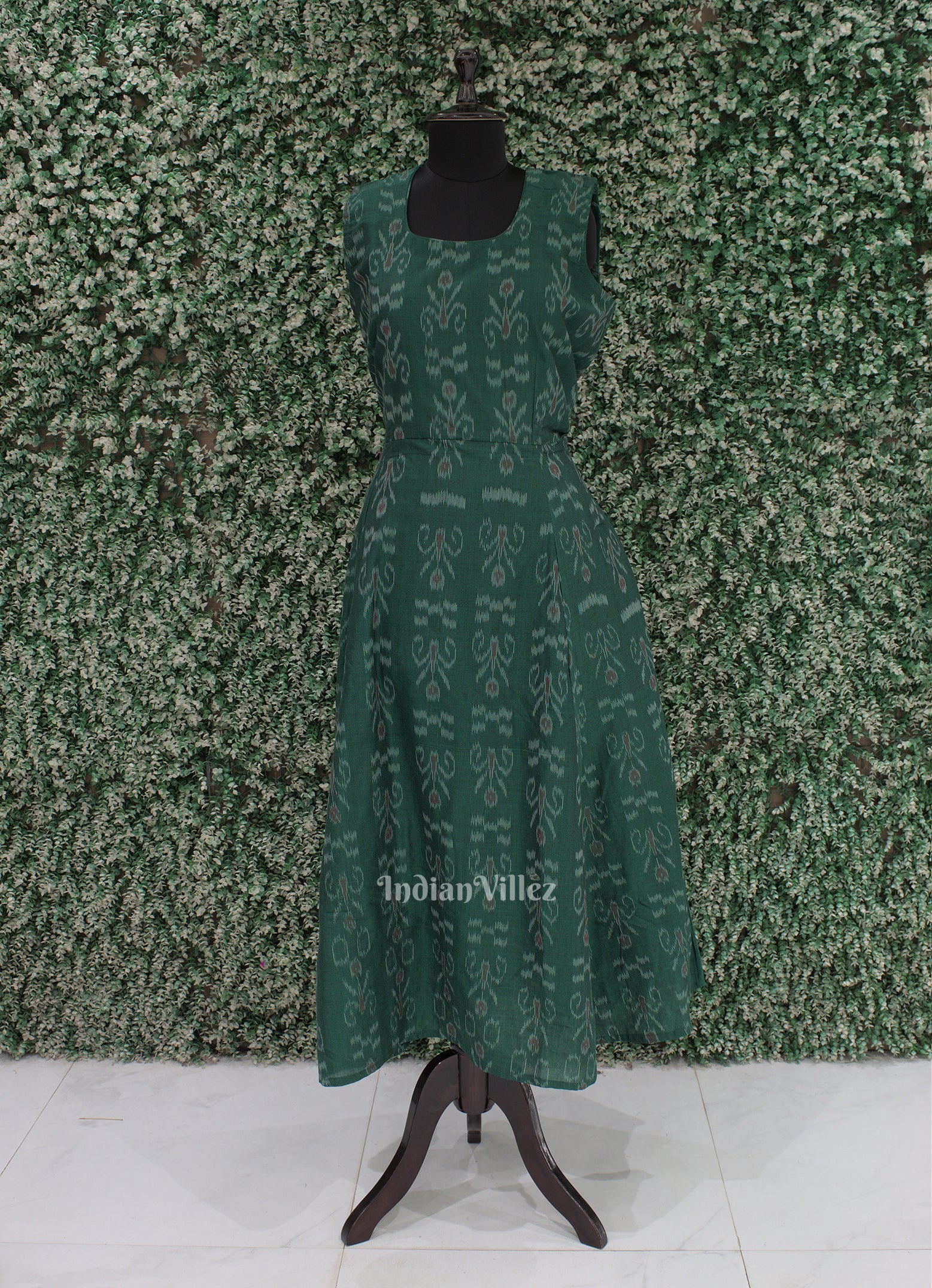 Green Odisha Ikat Designer Long Gown for Women