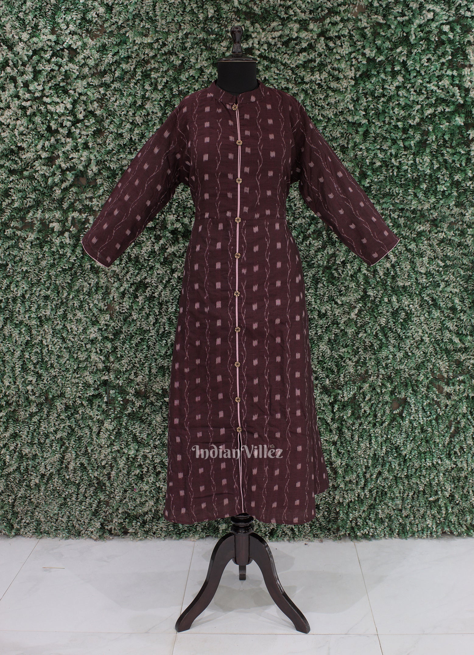 Coffee With Strip pattern Odisha Ikat Designer Long Gown for Women