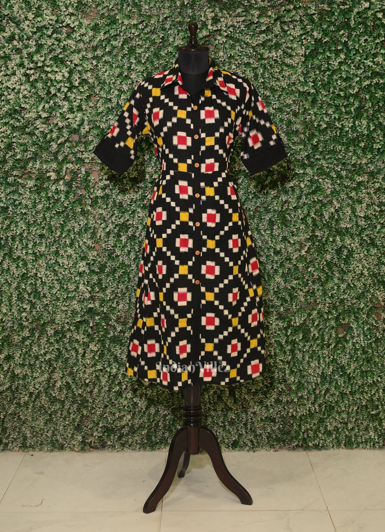 Black with Multicolour Pasapali Odisha Long Gown for Women