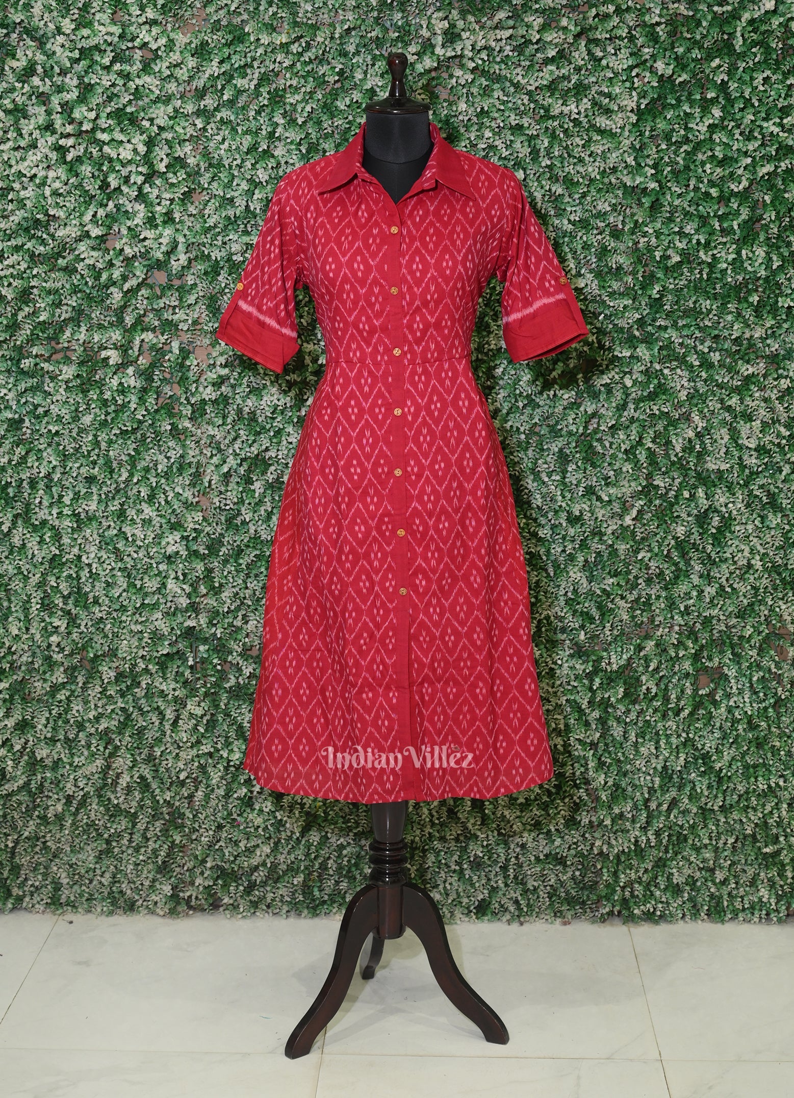 Red Odisha Ikat Designer Long Gown for Women