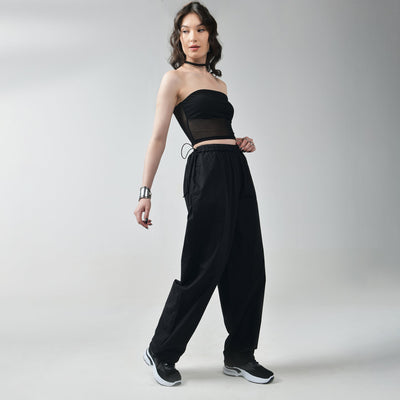 Black Tube Top & Black Parachute Pants
