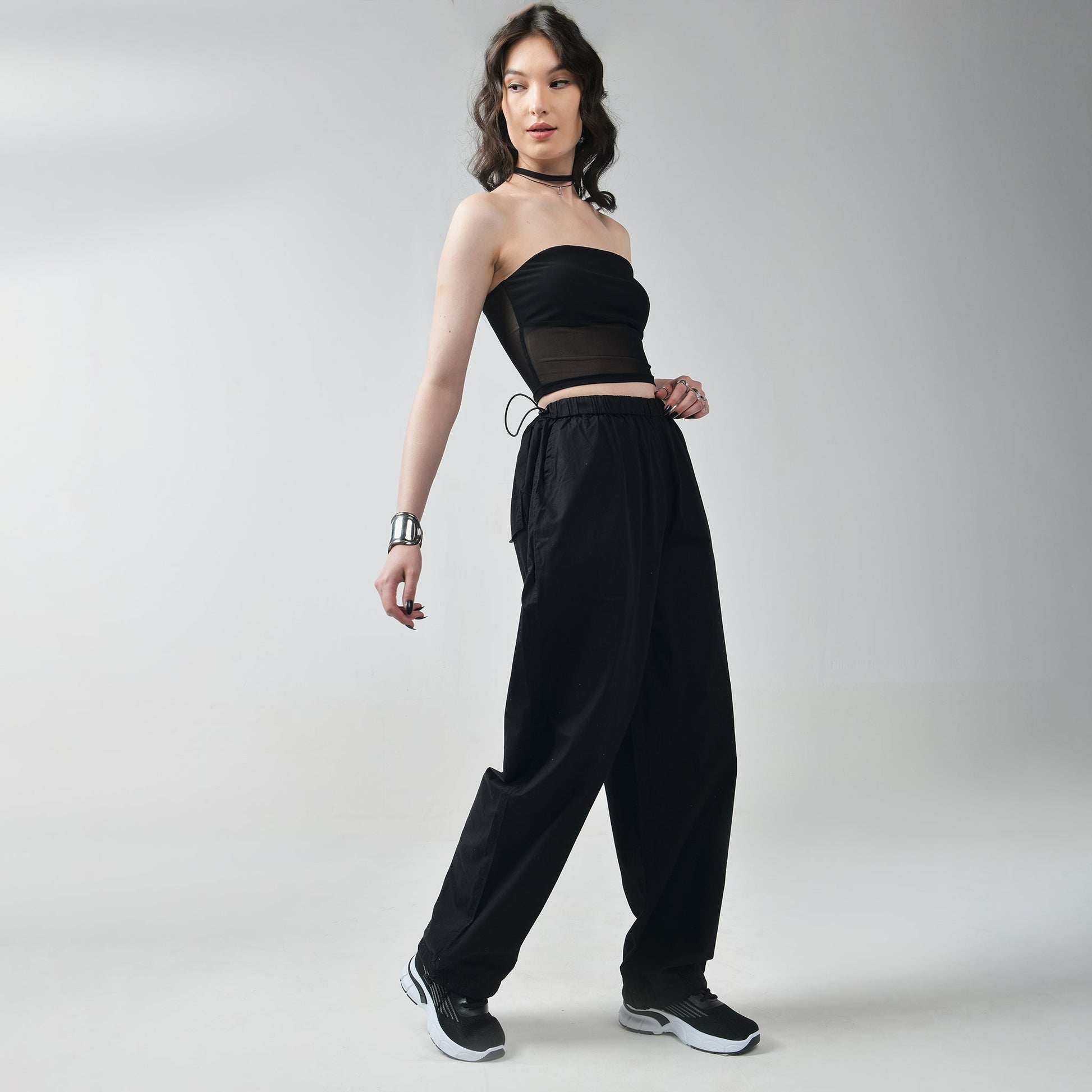 Parachute pant Combo-Black & Brown