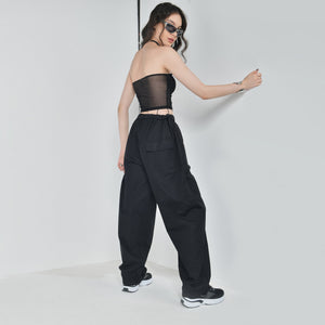 Black Tube Top & Black Parachute Pants