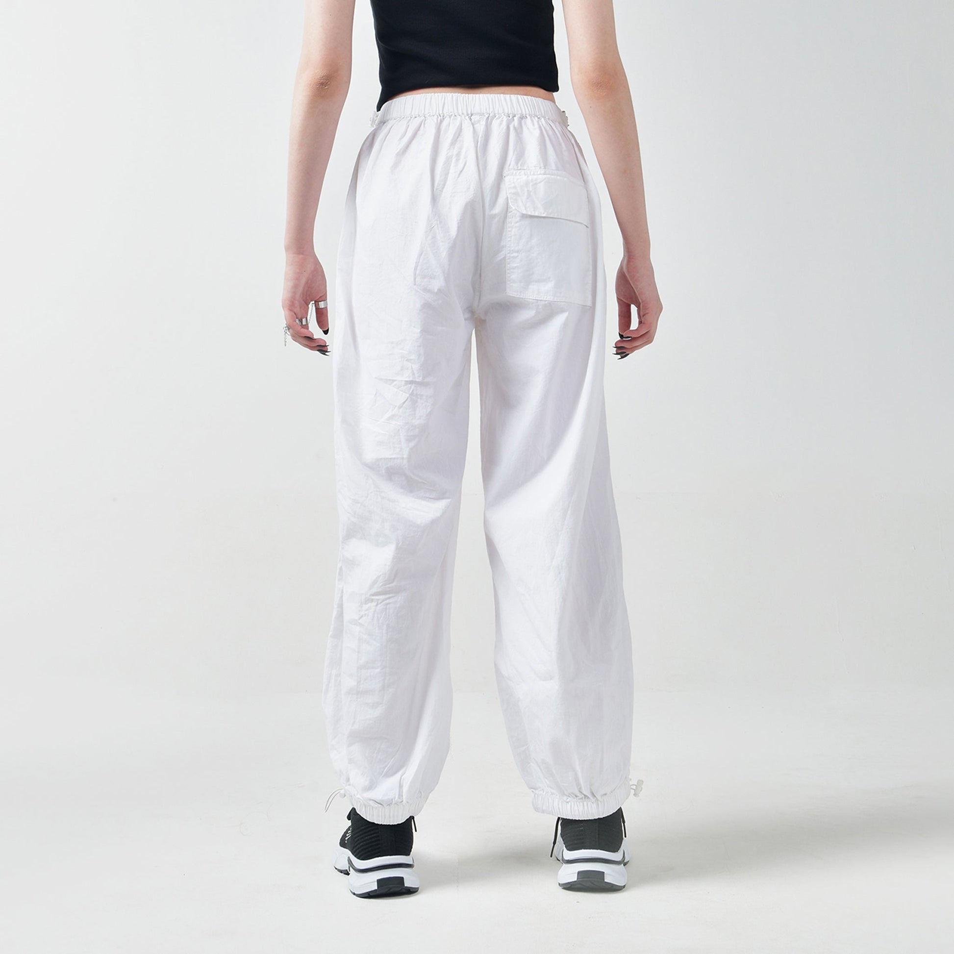 Black Tube Top & White Parachute Pants