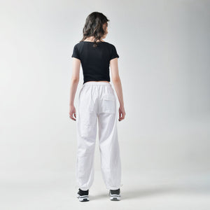 Black Square Neck Top & White Parachute Pants