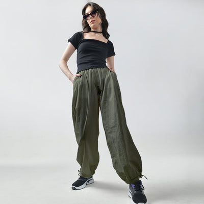 Unisex Green Parachute Pants