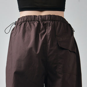 Mesh top and Brown parachute pant Set