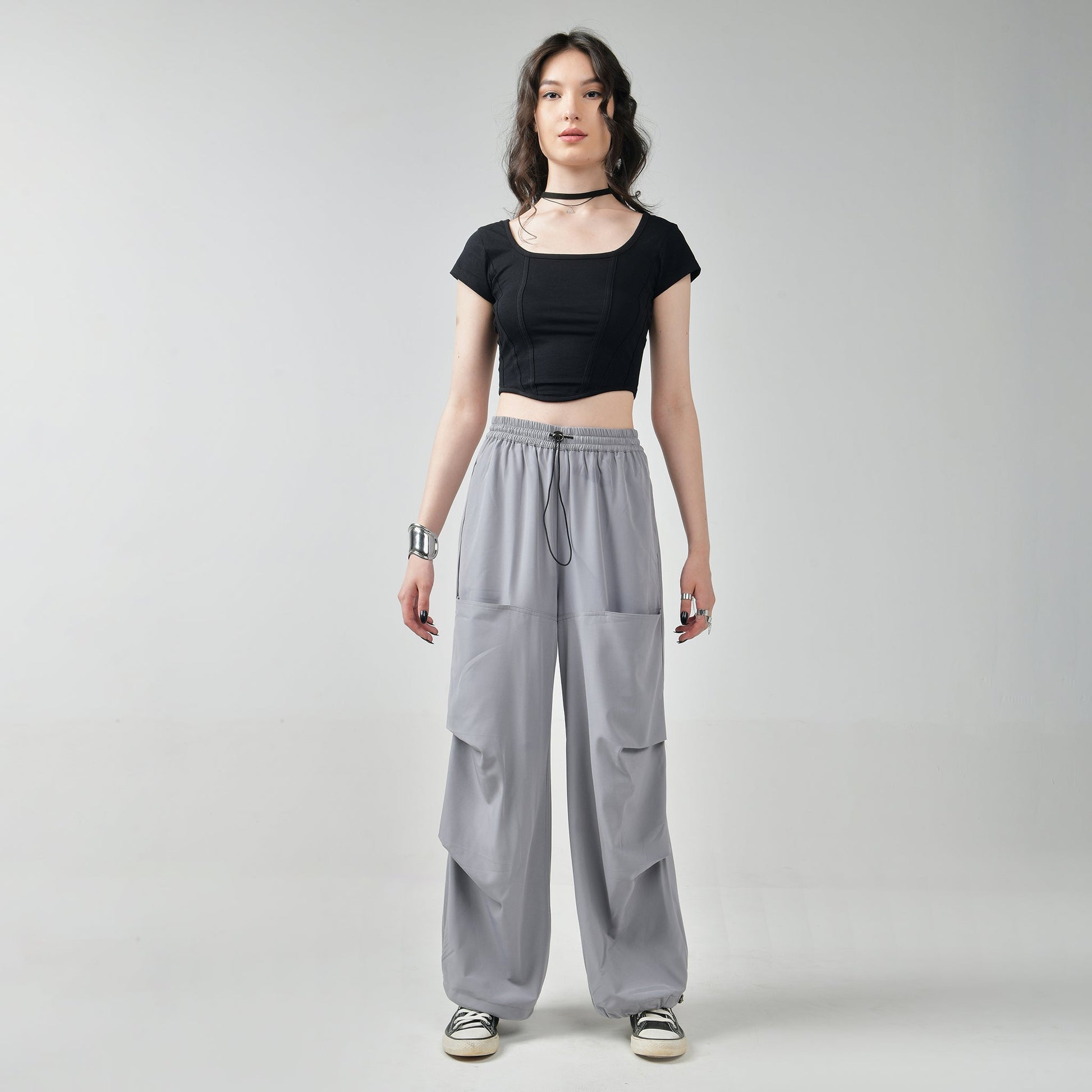 Air parachute pant Combo-Grey & Blue