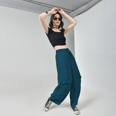Air parachute pant Combo-Grey & Blue