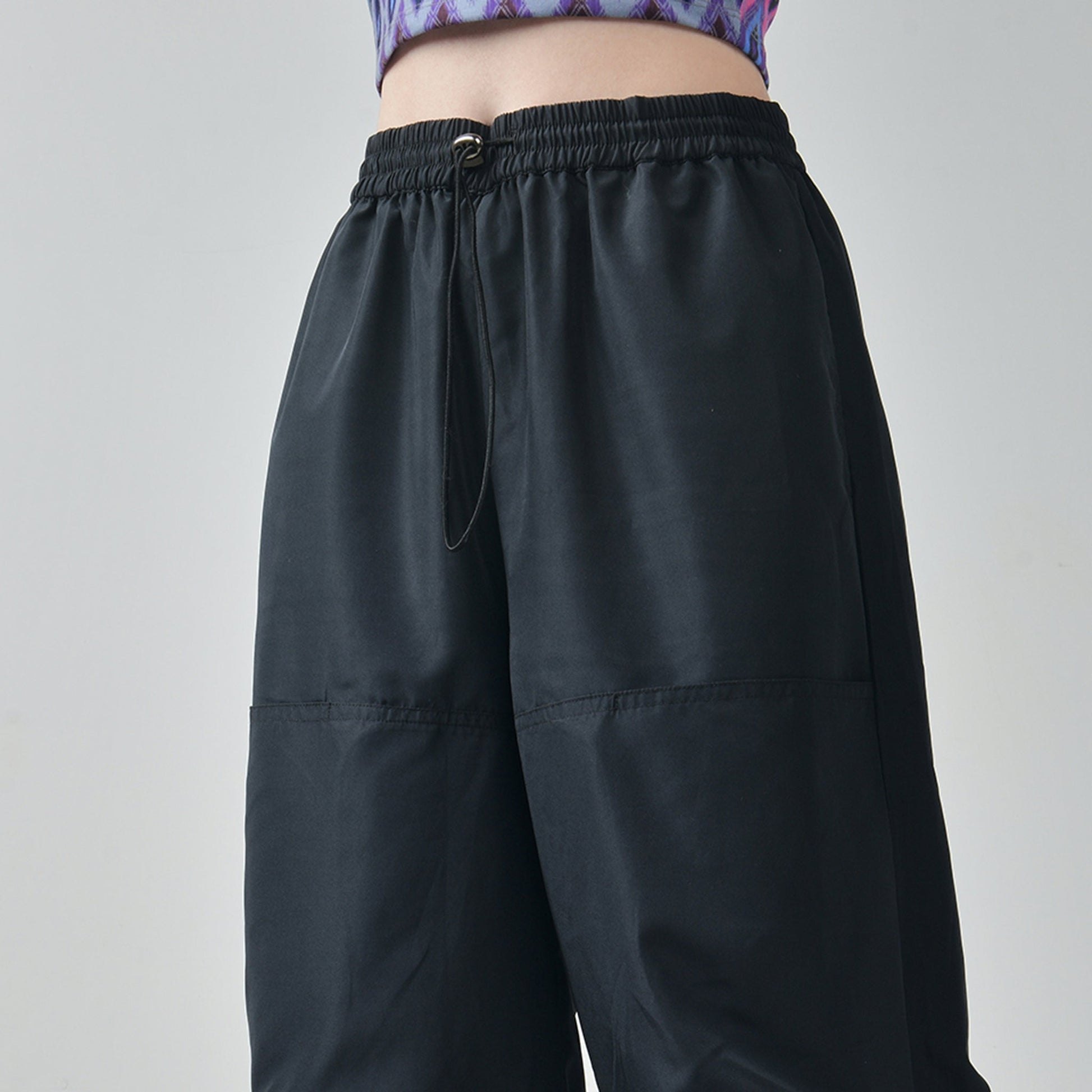 Black Buckle Top & Black Air Parachute Pants