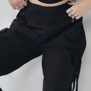 Black Cargo Parachute Pants