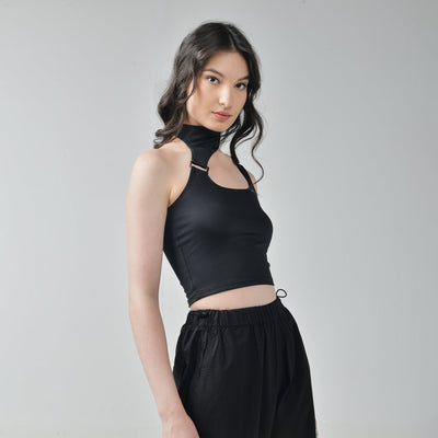 Black Buckle Top & Cargo Para Pants Black