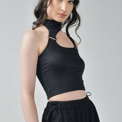 Black Buckle Top & Cargo Para Pants Black