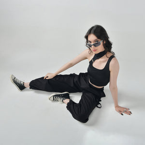 Black Buckle Top & Cargo Para Pants Black