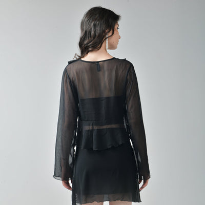 Ruffle Shrug with Tube Top & Mesh Skirt